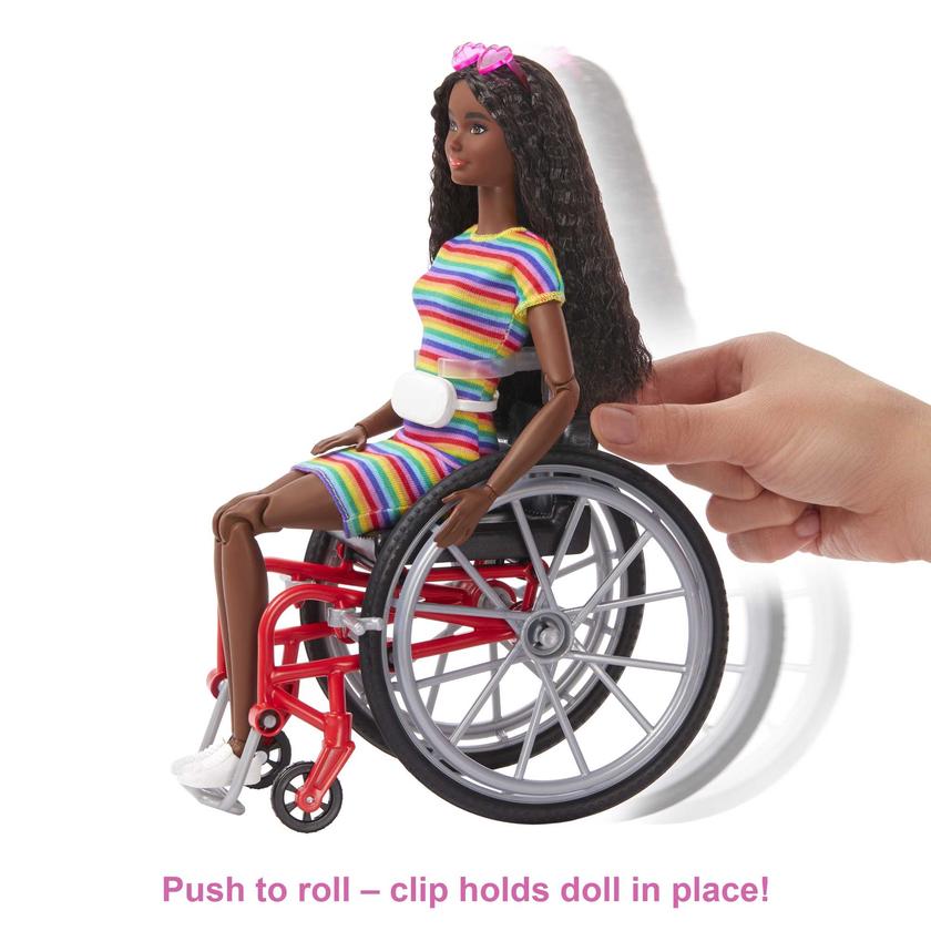 Barbie Fashionistas Doll #166 With Wheelchair & Crimped Brunette Hair Same Day Delivery