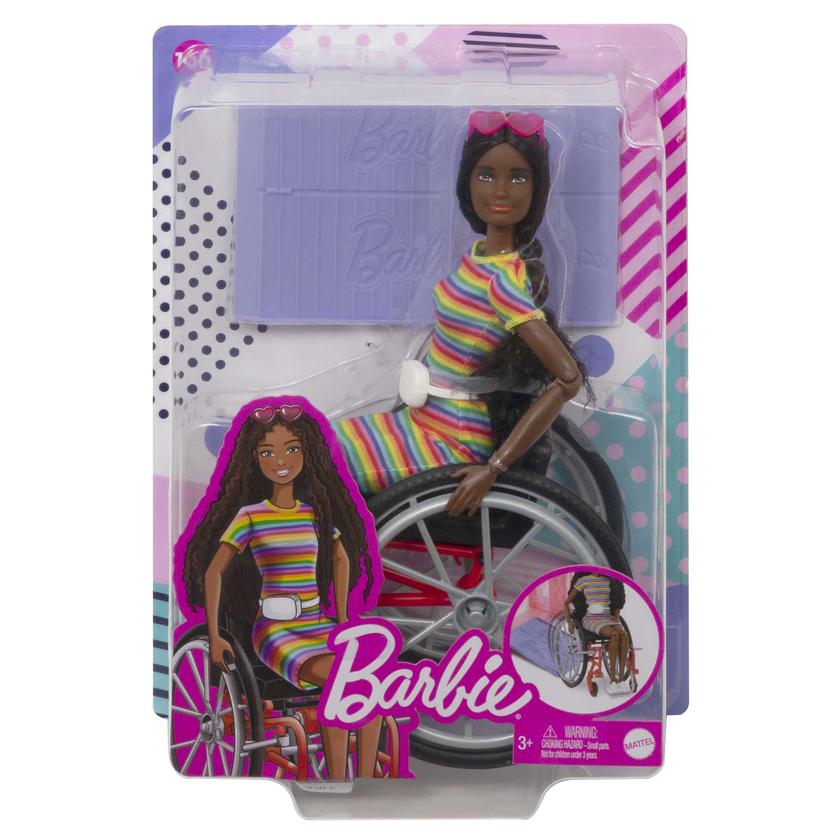 Barbie Fashionistas Doll #166 With Wheelchair & Crimped Brunette Hair Same Day Delivery