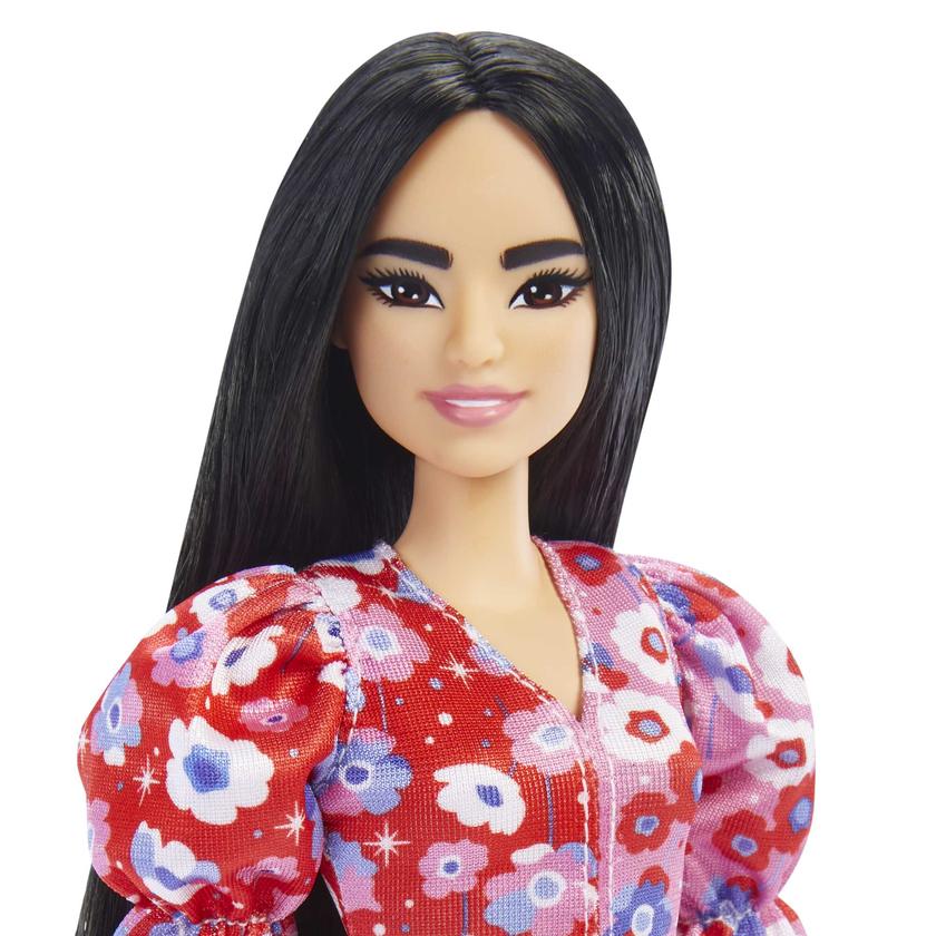 Barbie Fashionistas Doll #177 With Black Hair In Floral Dress & Strappy Heels New Arrival