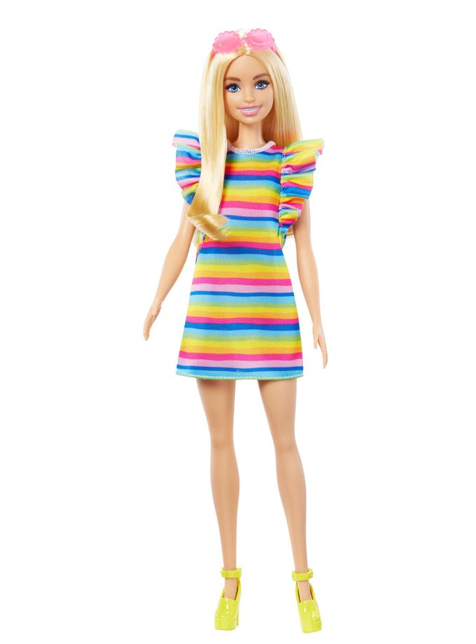 Barbie Fashionistas Doll #197 With Blond Hair, Braces, Rainbow Dress And Accessories Best Buy