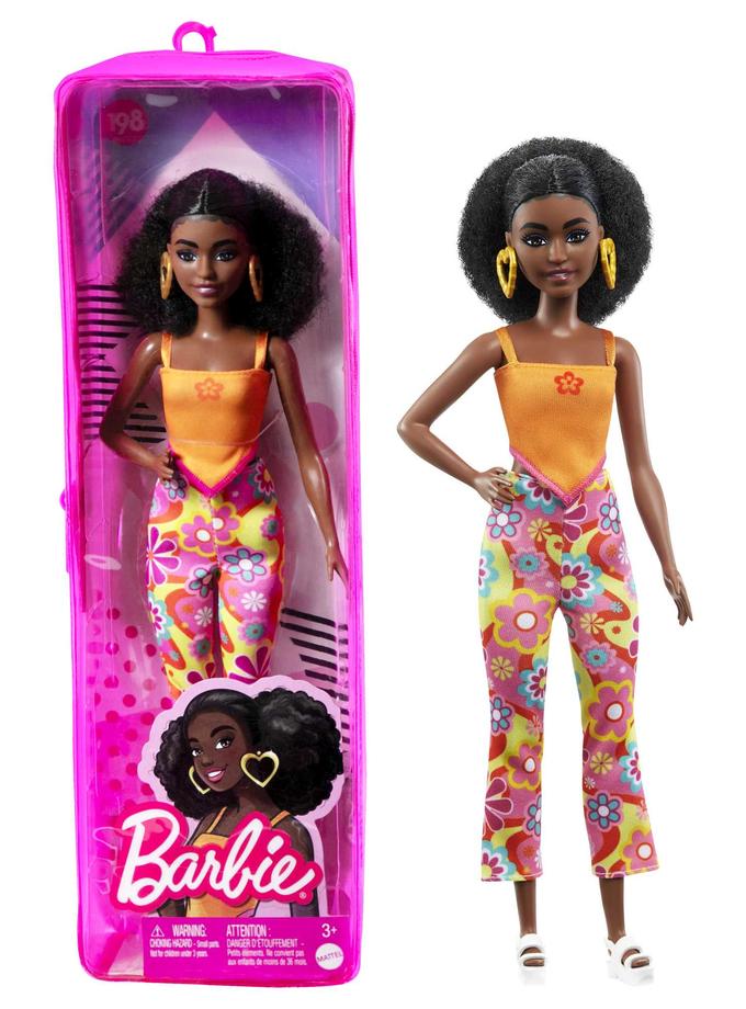 Barbie Fashionistas Doll #198, Petite Body With Curly Black Hair, Flower-themed Look And Accessories Best Price