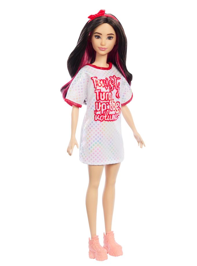 Barbie Fashionistas Doll #214, Black Wavy Hair With Twist ‘n’ Turn Dress & Accessories, 65th Anniversary Free shipping