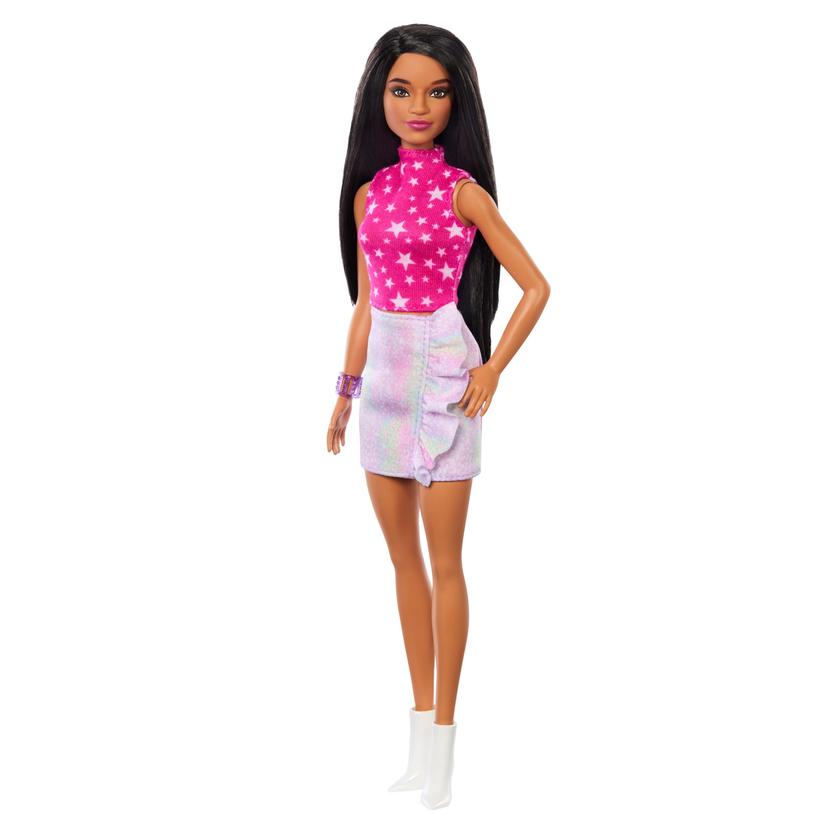 Barbie Fashionistas Doll #215 With Black Straight Hair & Iridescent Skirt, 65th Anniversary New Arrival