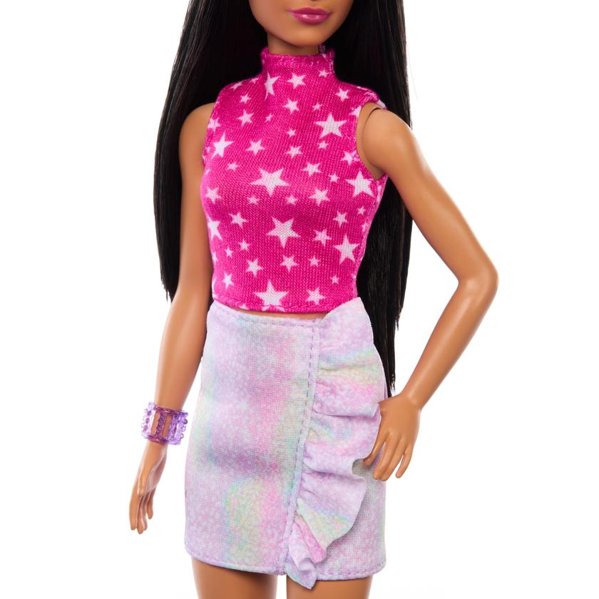 Barbie Fashionistas Doll #215 With Black Straight Hair & Iridescent Skirt, 65th Anniversary New Arrival