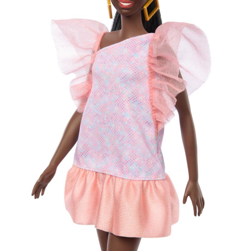 Barbie Fashionistas Doll #216 With Tall Body, Black Straight Hair & Peach Dress, 65th Anniversary Best Price