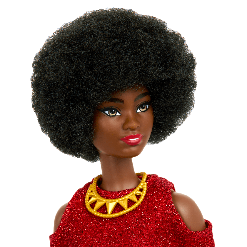 Barbie Fashionistas Doll #221 With Natural Black Hair, Red Dress & Accessories, 65th Anniversary Best Seller