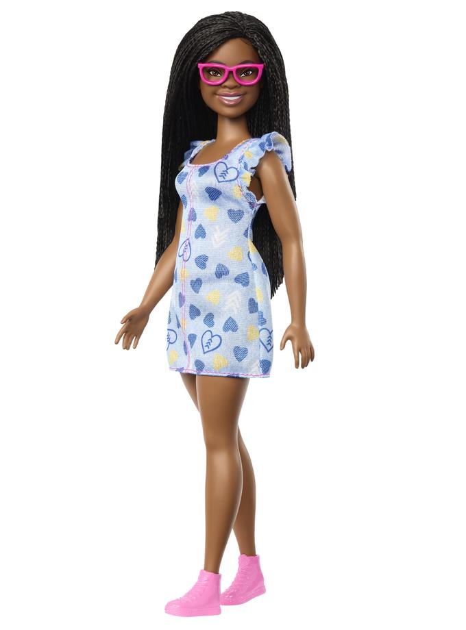 Barbie Fashionistas Doll #229, Barbie Doll With Down Syndrome Wearing Heart-Print Dress High Quality