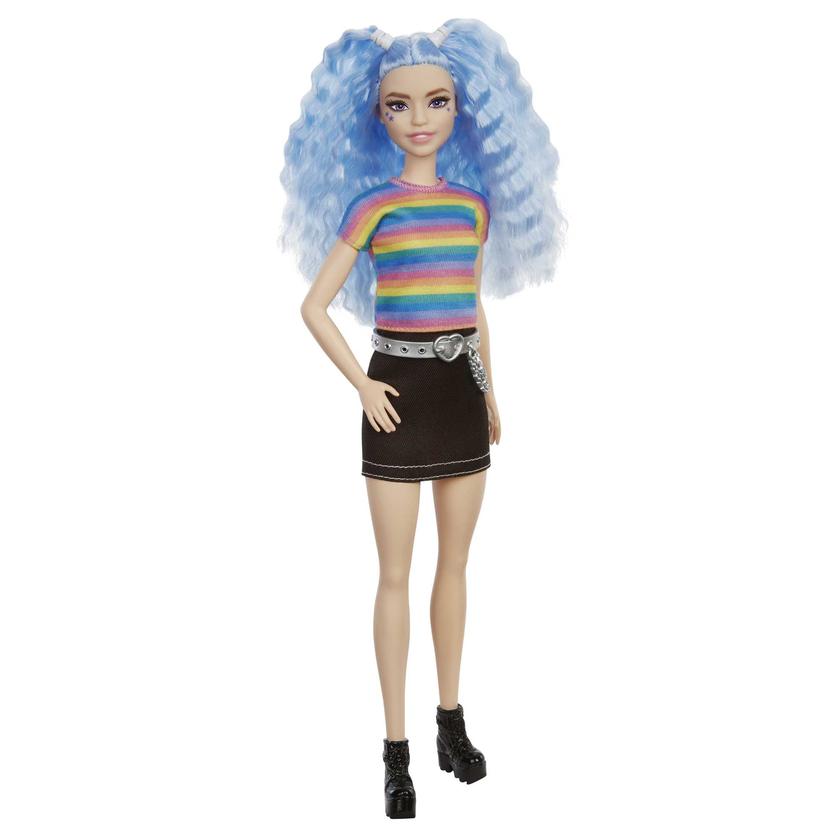 Barbie Fashionistas Doll, Blue Hair & Rainbow Striped Shirt Best Seller