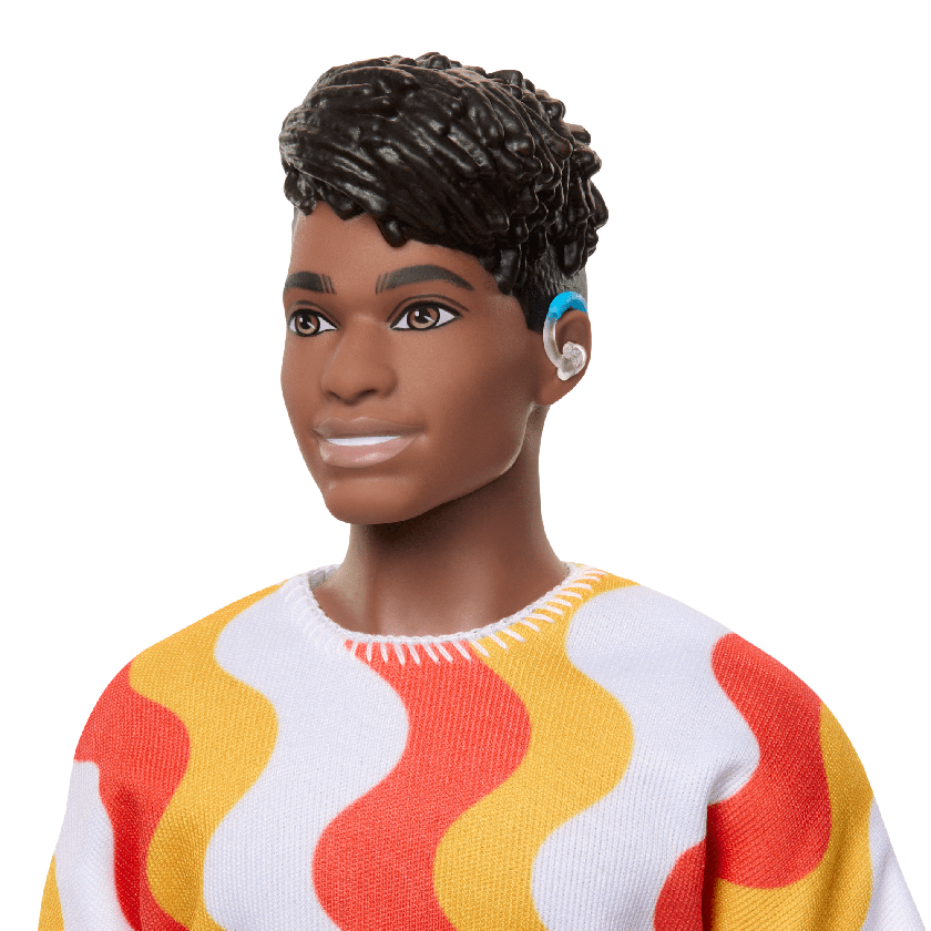 Barbie Fashionistas Ken Doll #220 With Hearing Aids Wearing An Orange Shirt & Jelly Shoes Same Day Delivery