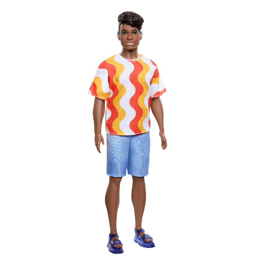 Barbie Fashionistas Ken Doll #220 With Hearing Aids Wearing An Orange Shirt & Jelly Shoes Same Day Delivery