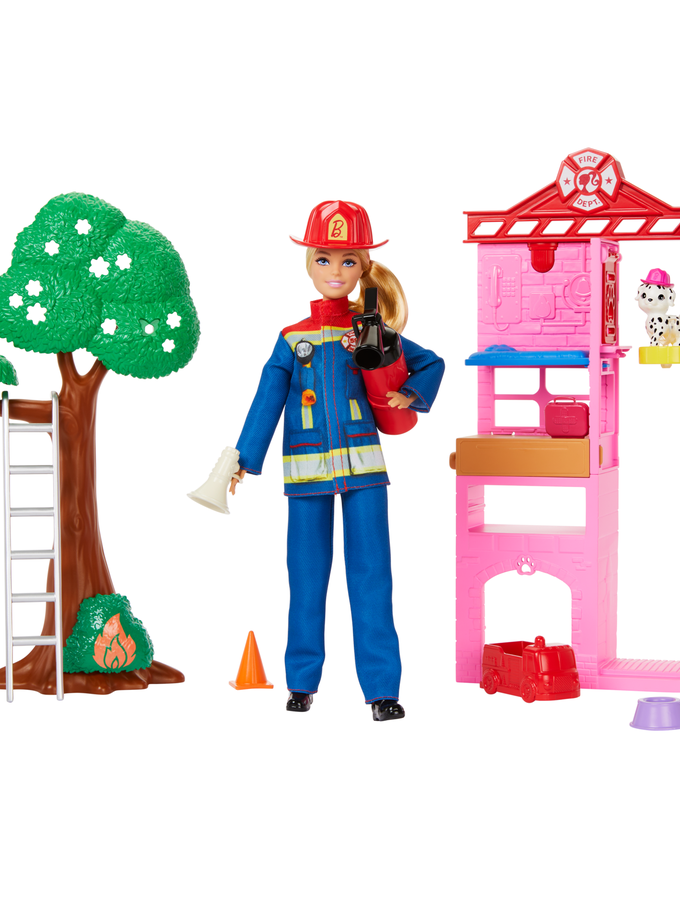 Barbie Firefighter Playset With Blonde Fashion Doll, Fire Station, 2 Pets & 10+ Accessories Best Buy