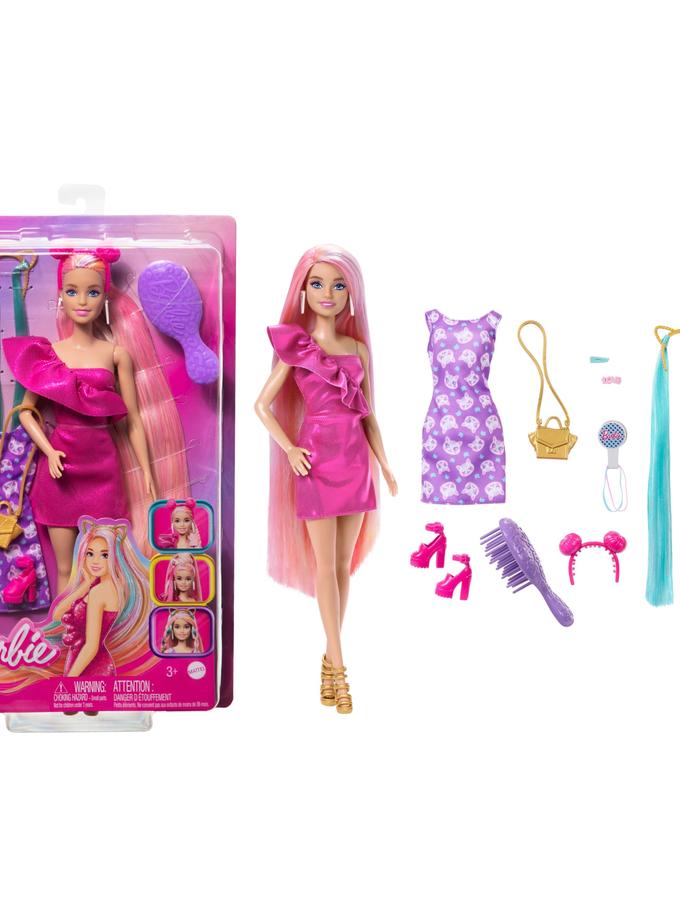 Barbie Fun & Fancy Boneca Cabelo Rosa Extra Longo com Vestido Roxo Free shipping