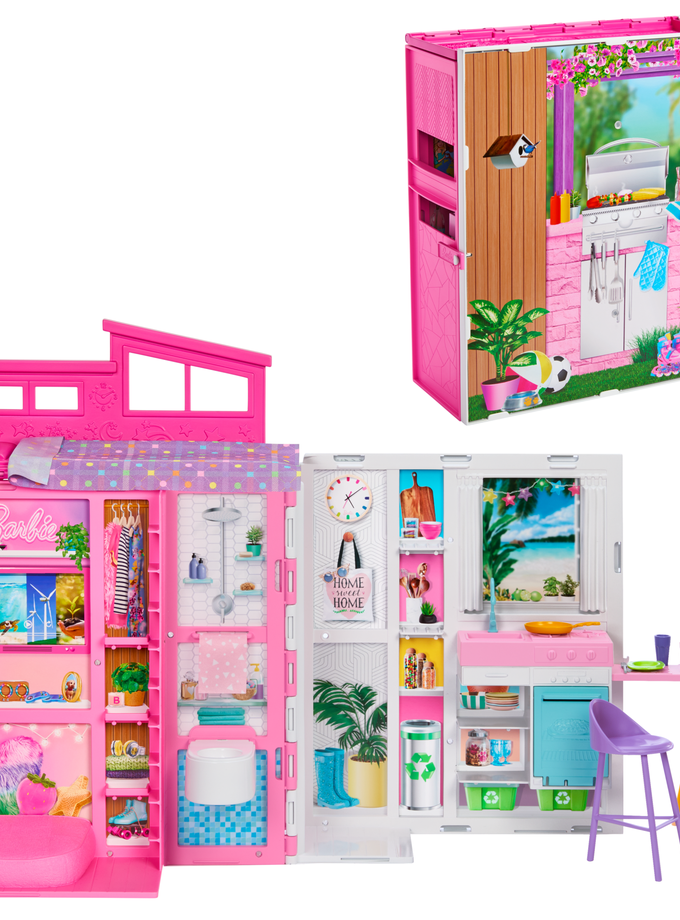 Barbie Getaway House, Doll House Playset With 4 Play Areas And 11 Decor Accessories On Sale