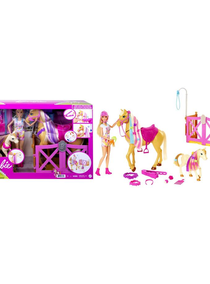 Barbie Groom 'n Care Horses Playset With Barbie Doll (Blonde 11.5-In) Best Seller