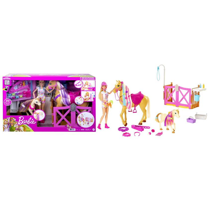 Barbie Groom 'n Care Horses Playset With Barbie Doll (Blonde 11.5-In) Best Seller