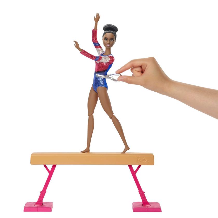 Barbie Gymnastics Playset: Brunette Barbie Doll With Twirling Feature, Balance Beam, 15+ Accessories, Ages 3 To 7 Years Old For Sale