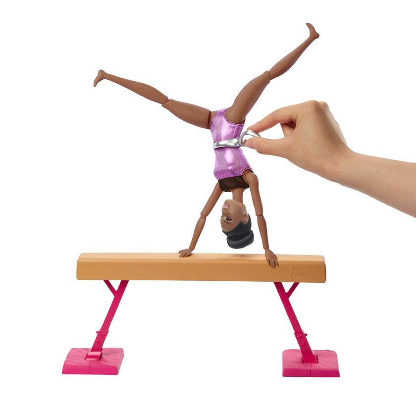 Barbie Gymnastics Playset: Brunette Barbie Doll With Twirling Feature, Balance Beam, 15+ Accessories, Ages 3 To 7 Years Old For Sale