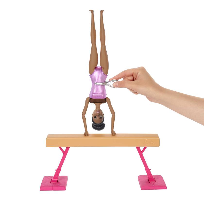 Barbie Gymnastics Playset: Brunette Barbie Doll With Twirling Feature, Balance Beam, 15+ Accessories, Ages 3 To 7 Years Old For Sale