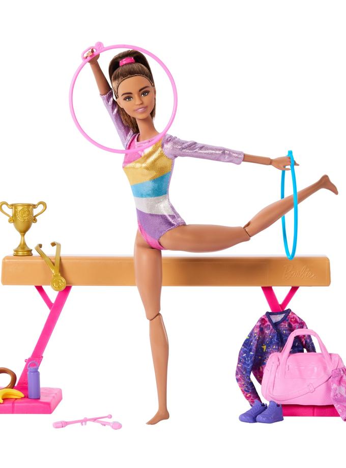 Barbie Gymnastics Playset With Brunette Fashion Doll, Balance Beam, 10+ Accessories & Flip Feature Best Price