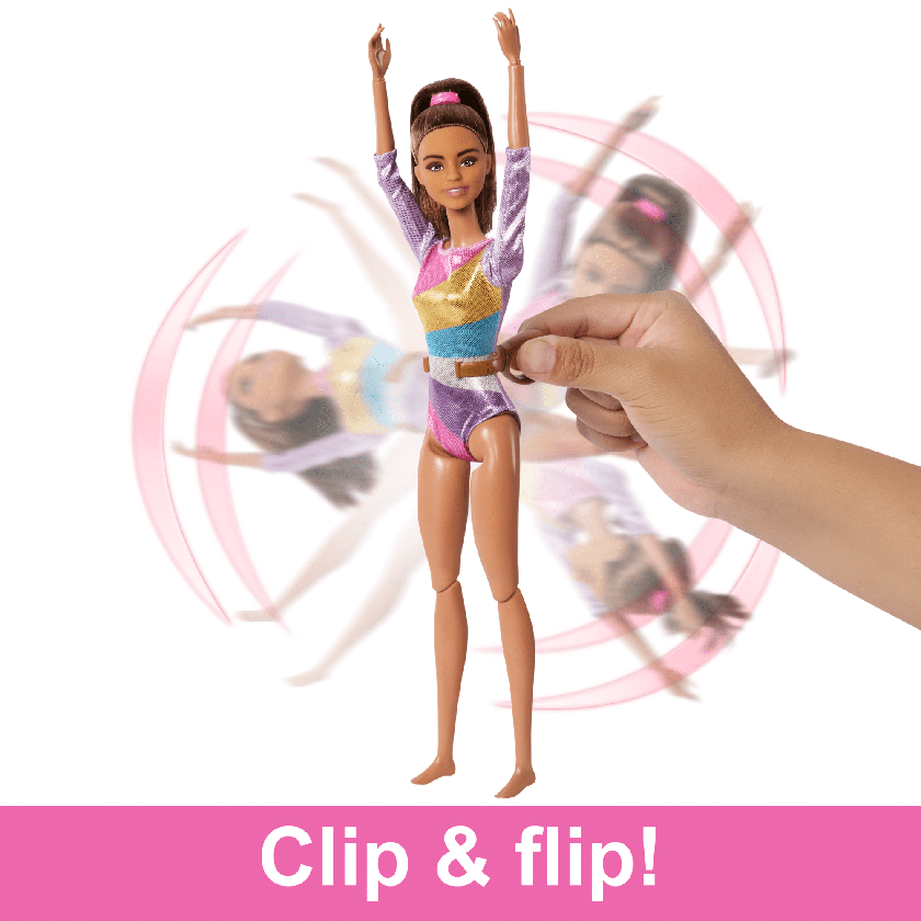 Barbie Gymnastics Playset With Brunette Fashion Doll, Balance Beam, 10+ Accessories & Flip Feature Free shipping