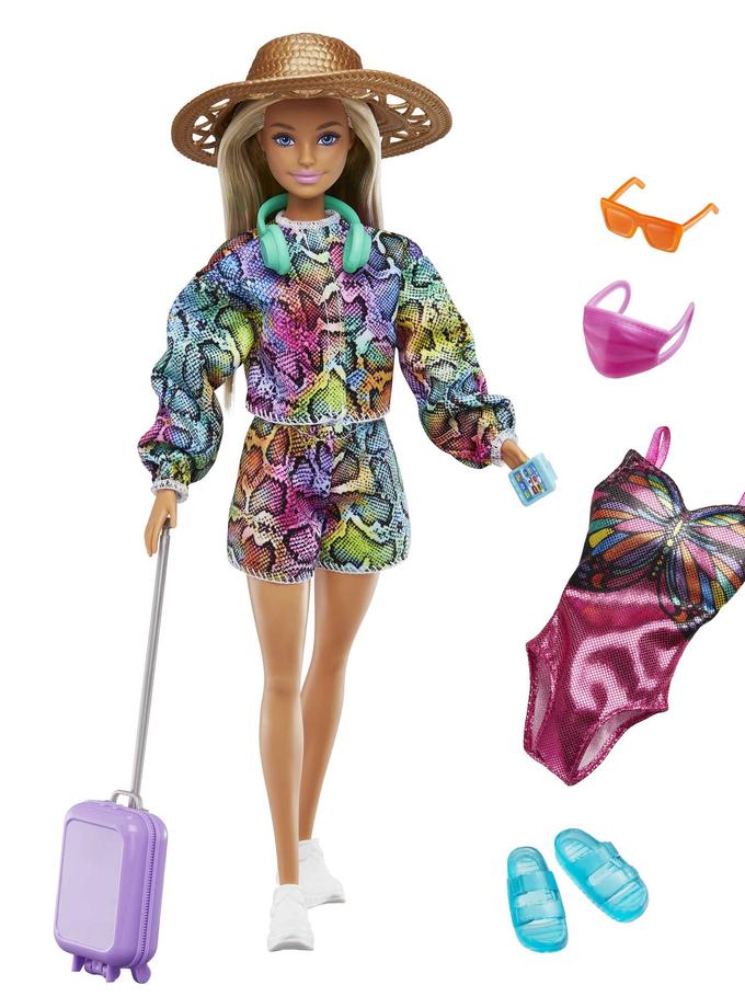 Barbie Holiday Fun Doll (12 Inches), Blonde Highlighted Hair, Travel Tote & Summer Accessories, Kids 3 To 7 Years Old For Sale