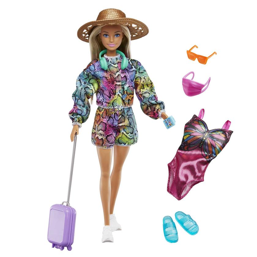 Barbie Holiday Fun Doll (12 Inches), Blonde Highlighted Hair, Travel Tote & Summer Accessories, Kids 3 To 7 Years Old For Sale