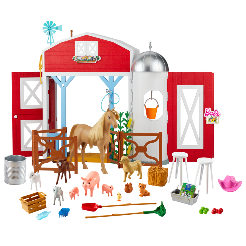 Barbie Horse Barn Playset With 25+ Feeding & Grooming Accessories Including 11 Animal Figures Best Seller