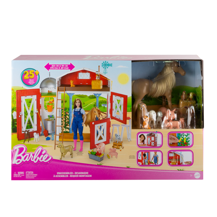 Barbie Horse Barn Playset With 25+ Feeding & Grooming Accessories Including 11 Animal Figures Best Seller