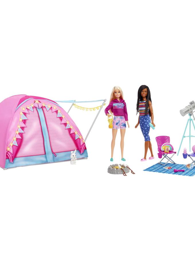 Barbie It Takes Two Camping Playset With Tent, 2 Barbie Dolls & Accessories Same Day Delivery