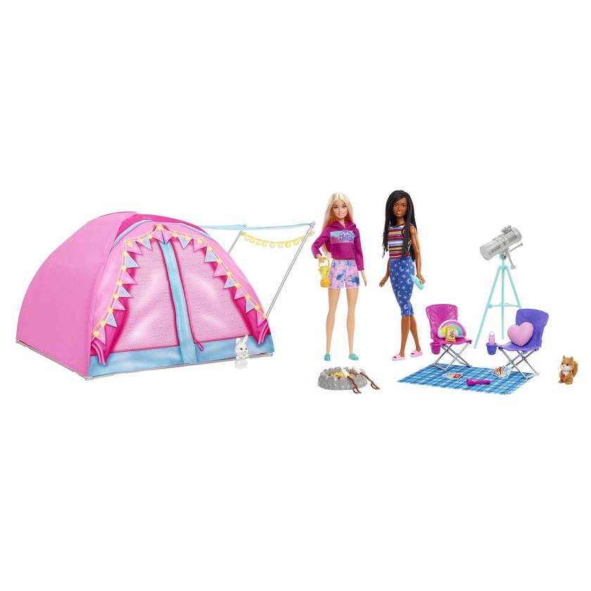 Barbie It Takes Two Camping Playset With Tent, 2 Barbie Dolls & Accessories Same Day Delivery