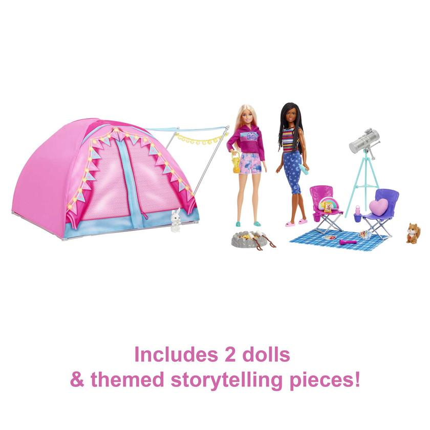 Barbie It Takes Two Camping Playset With Tent, 2 Barbie Dolls & Accessories Same Day Delivery