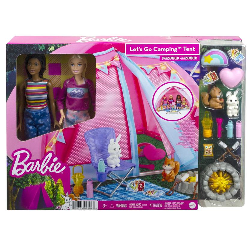 Barbie It Takes Two Camping Playset With Tent, 2 Barbie Dolls & Accessories Same Day Delivery