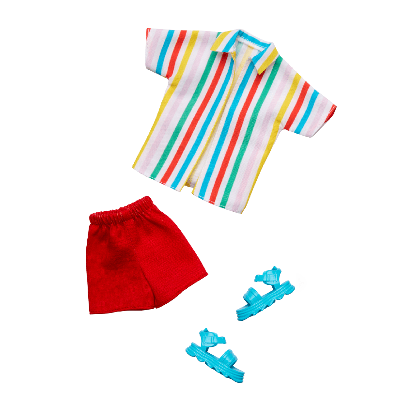 Barbie Ken Doll Clothing, Ken Fashion Pack With Striped Shirt, Red Shorts & Sandals (1 Outfit) Best Seller