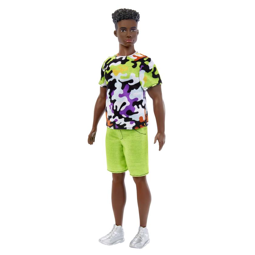 Barbie Ken Fashionistas Doll #123, Broad With Black Curly Hair in Multi-Colored Shirt & Shorts Same Day Delivery