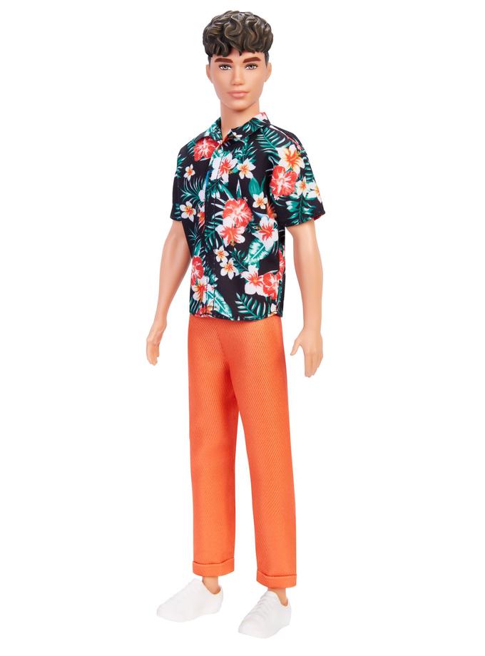 Barbie Ken Fashionistas Doll #184 With Brown Hair, Hawaiian Shirt And Orange Pants Free shipping