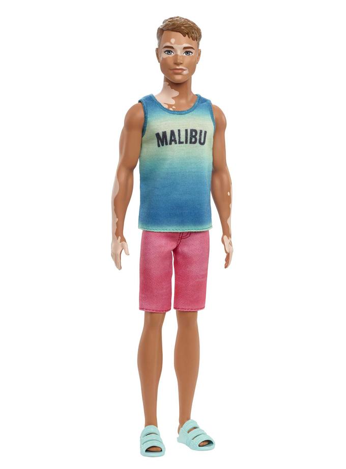 Barbie Ken Fashionistas Doll #192, Brunette, Vitiligo, Tank, Shorts, 3 To 8 Same Day Delivery