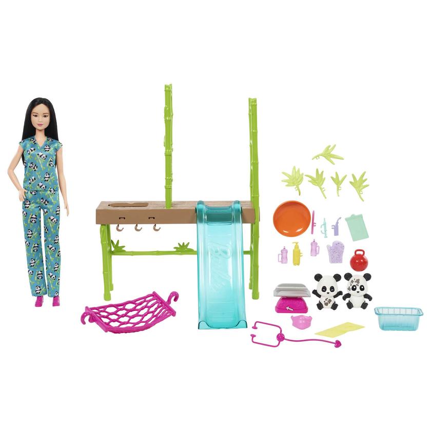 Barbie Le Sanctuaire des Pandas Coffret, Poupée et +20 Accessoires High Quality