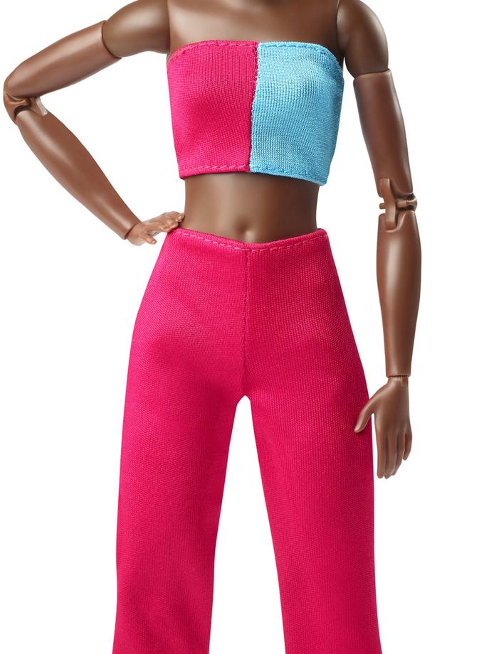 Barbie Looks Doll, Natural Black Hair, Color Block Crop Top Same Day Delivery