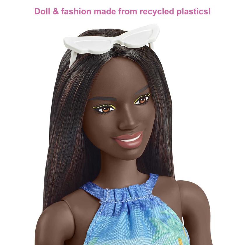 Barbie Loves the Ocean Doll with Black Hair, Palm Tree Print Dress Free shipping