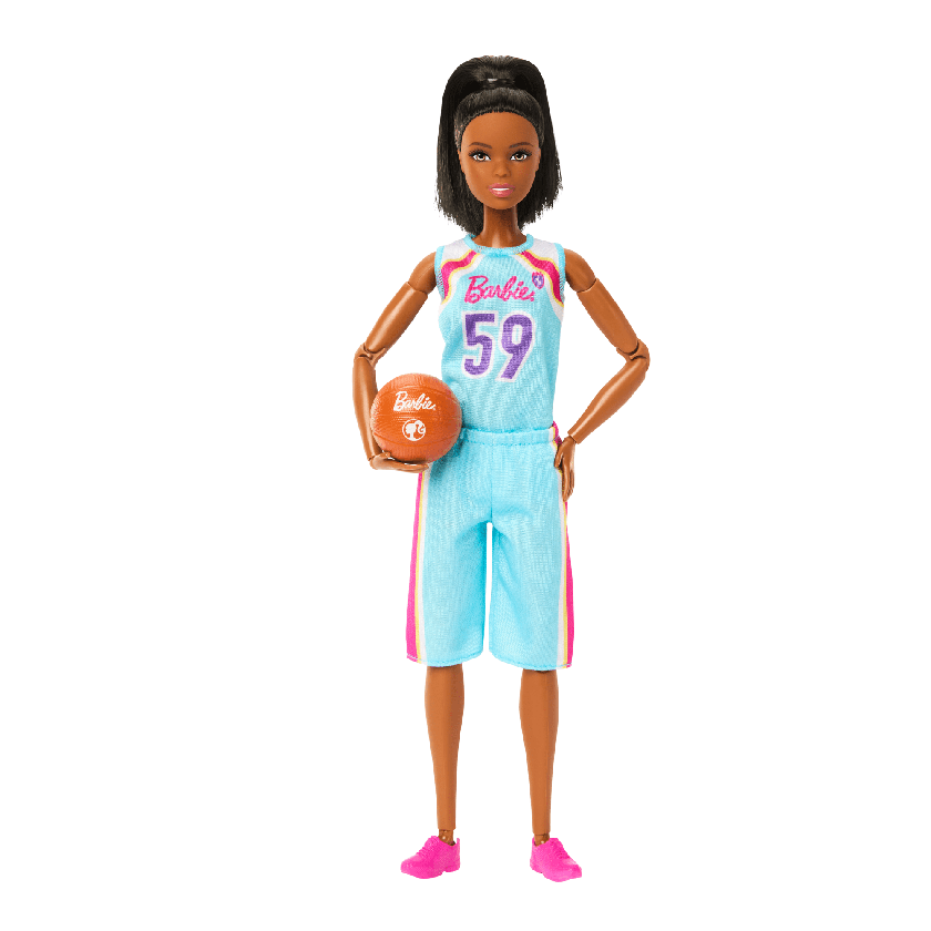 Barbie Made To Move Basketball Player Doll & Accessories, Brunette Doll Wearing Uniform With Ball High Quality