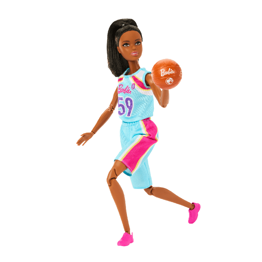 Barbie Made To Move Basketball Player Doll & Accessories, Brunette Doll Wearing Uniform With Ball High Quality