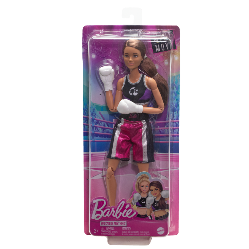 Barbie Made To Move Boxer Doll & Accessories, Brunette Doll Wearing Uniform With Boxing Gloves High Quality