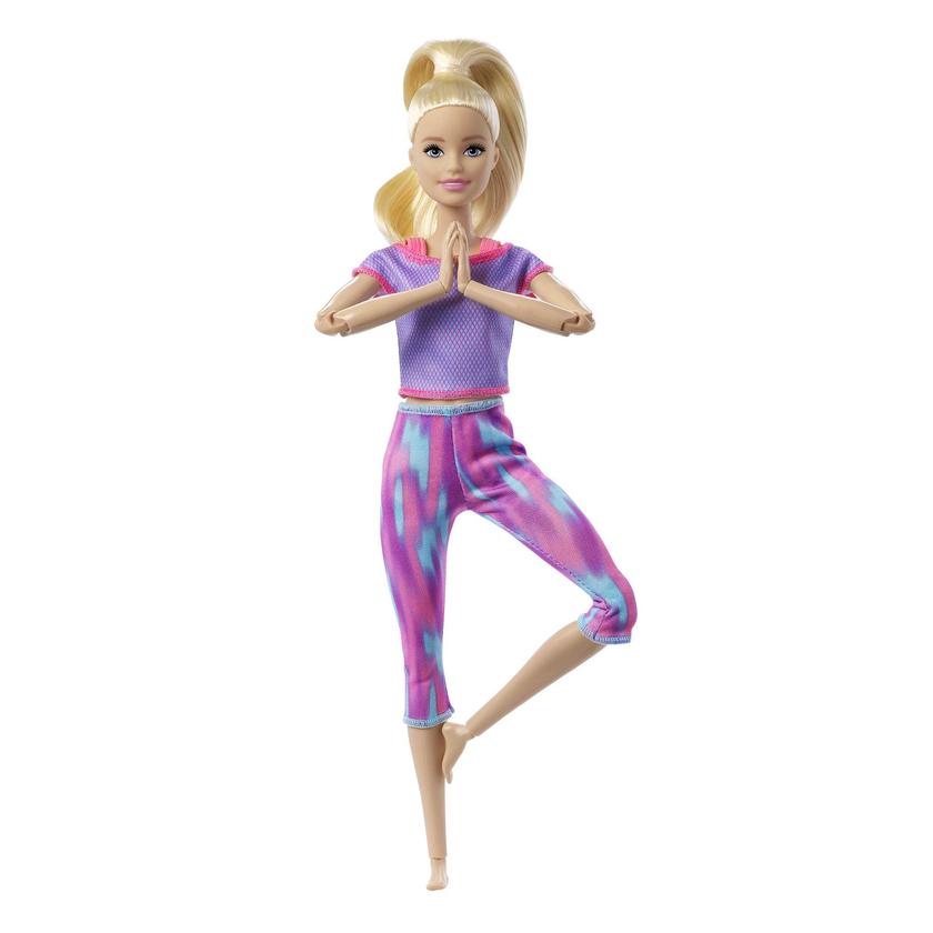 Barbie Made To Move Doll With 22 Flexible Joints & Long Blonde Ponytail Wearing Athleisure-Wear For Kids 3 To 7 Years Old New Arrival