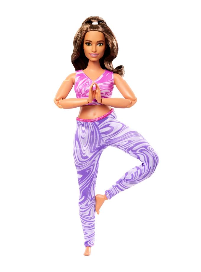 Barbie Made To Move Fashion Doll, Brunette With Curvy Body, Removable Top & Pants, 22 Bendable Joints Same Day Delivery