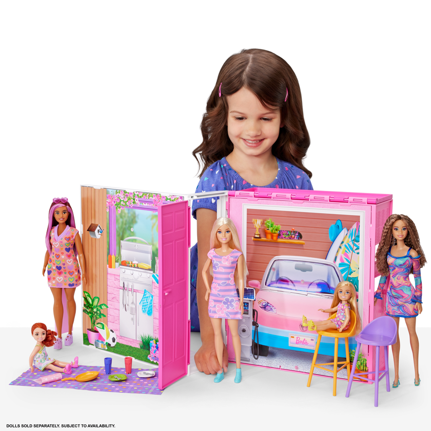 Barbie  Maison Portative et Poupée, 4Pièces, 11Accessoires Best Price