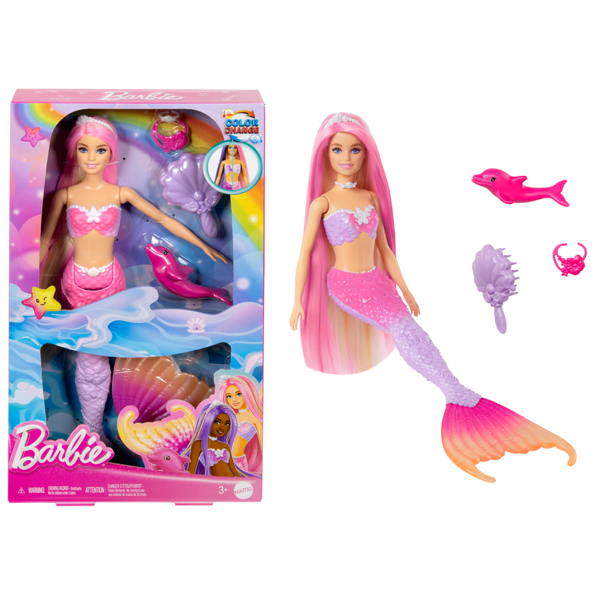 Barbie “Malibu” Mermaid Doll With Color Change Feature, Pet Dolphin And Accessories Best Buy