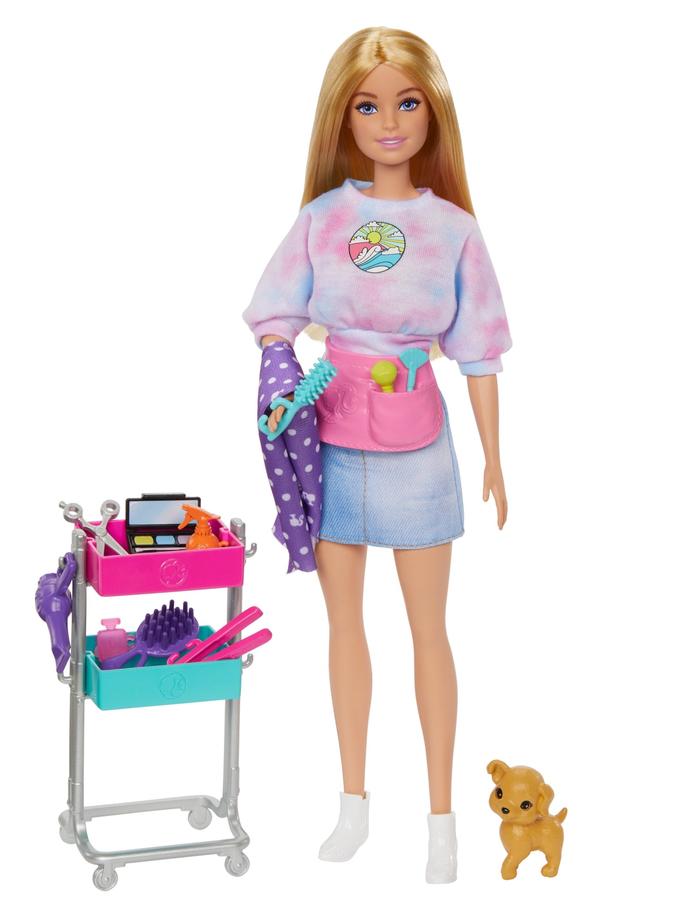 Barbie “Malibu” Stylist Doll & 14 Accessories Playset, Hair & Makeup Theme With Puppy & Styling Cart For Sale