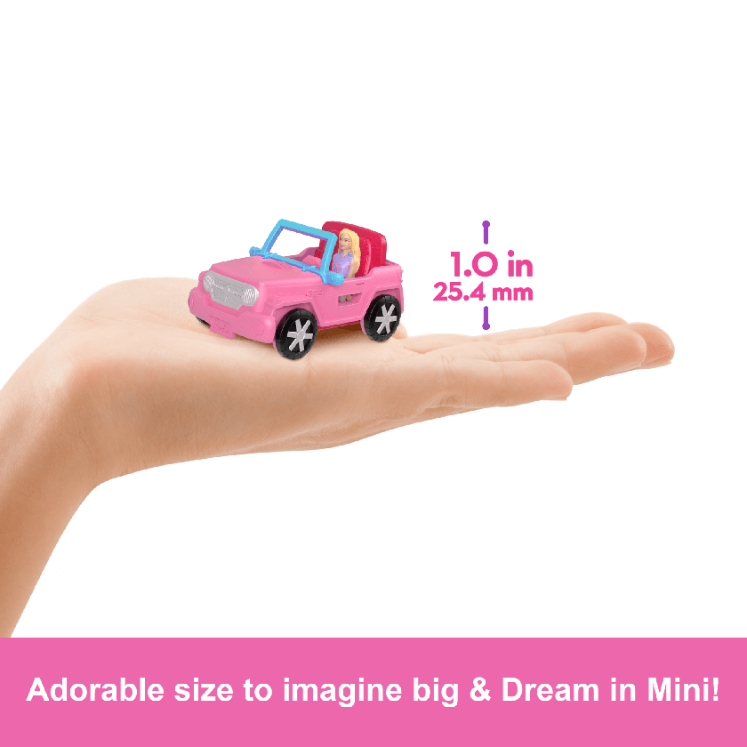 Barbie Mini Barbieland Doll & Vehicle Set With 1.5-Inch Doll, Color-Change Suv & Tent Accessory High Quality