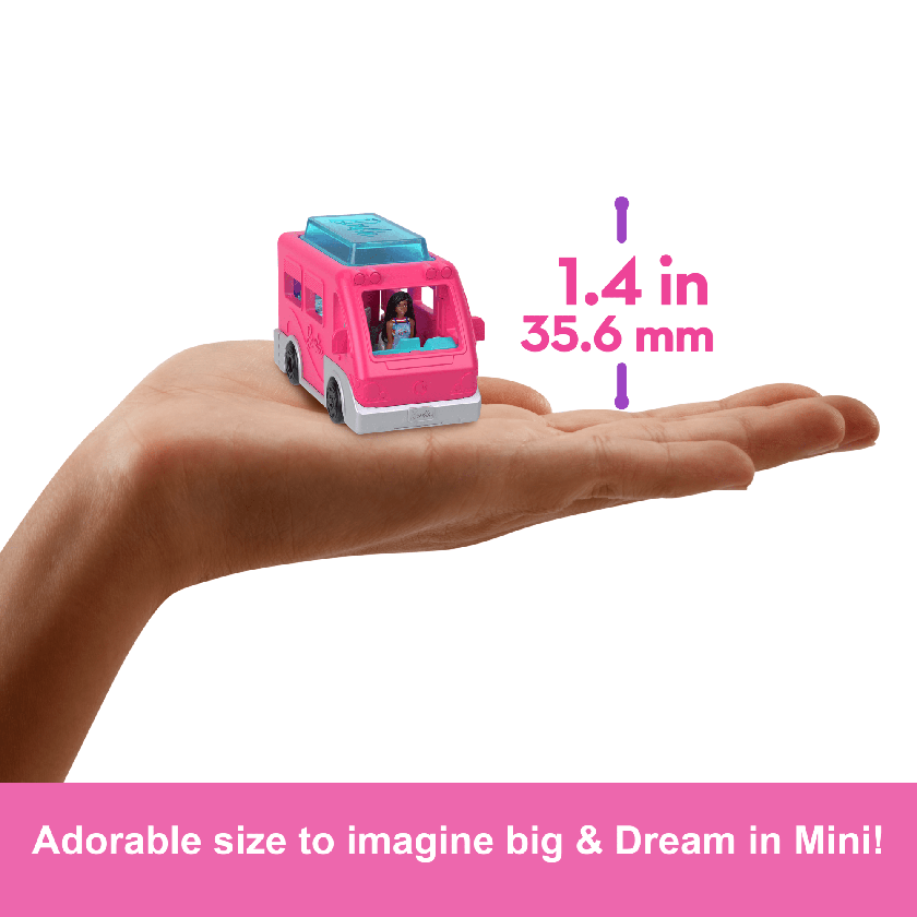 Barbie Mini Barbieland Doll & Vehicle Set With 1.5-inch Doll & Dreamcamper With Color-Change Pool For Sale