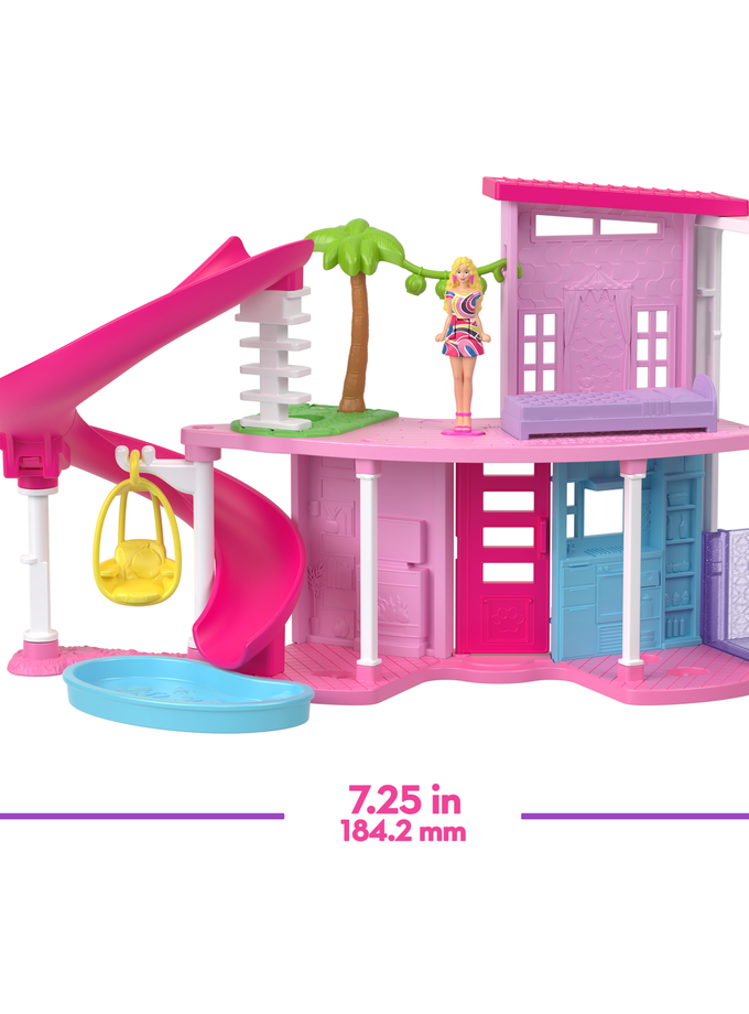 Barbie Mini Barbieland Dreamhouse & 3-Vehicle Playset With 4 1.5-inch Dolls, Furniture & Accessories High Quality